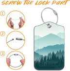 2 Pack Luggage Tag for Suitcase Green Mountain Landscape Leather Travel Cruise - Image 4