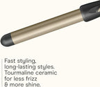 INFINITIPRO BY CONAIR Tourmaline Ceramic 1-Inch Curling Wand, 1-Inch Barrel Produces Flawless Waves, Hair Wand for Use on Short, Medium, and Long Hair, Dark Grey