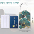 2 Pack Luggage Tag for Suitcases Green Ginkgo Leaf PU Leather Bag Travel - Image 3