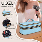 Hair Dryer Travel Carrying Case, Curling Iron Storage Bag, Slim Expandable Handheld Dual-Layer Travel Storage Bag for Dryer/Hair Tool Organizer/Style Organizer