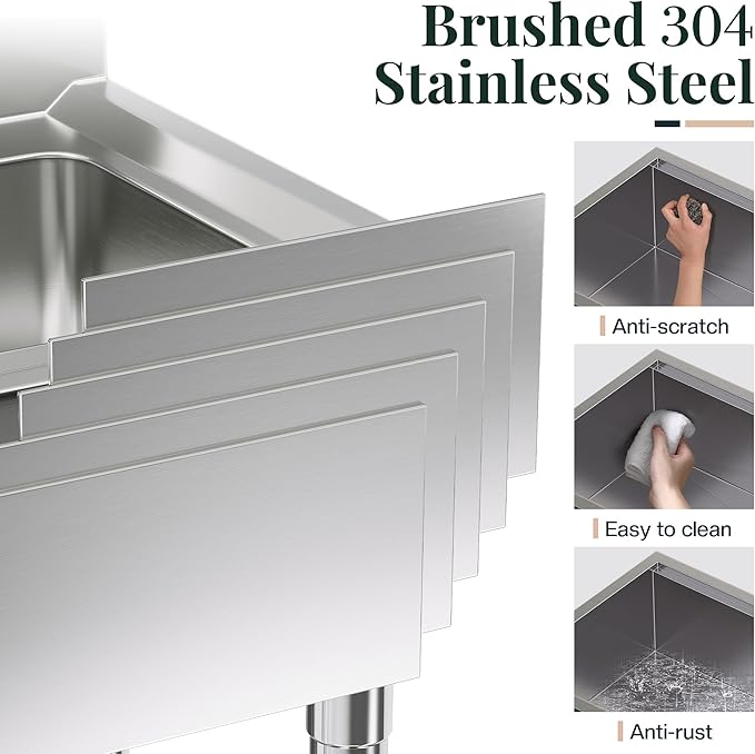 44.3-Inch Undermount Kitchen Sink Workstation, 16 Gauge 304 Stainless Steel - Image 3