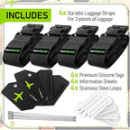 Untethered Ultimate Travel Set: 4 Premium Luggage Straps and 4 Silicone Tags - Image 3