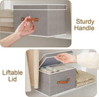 Collapsible Storage Bins with Lids, 1 Pack Linen Foldable Cloth Baskets - Image 5