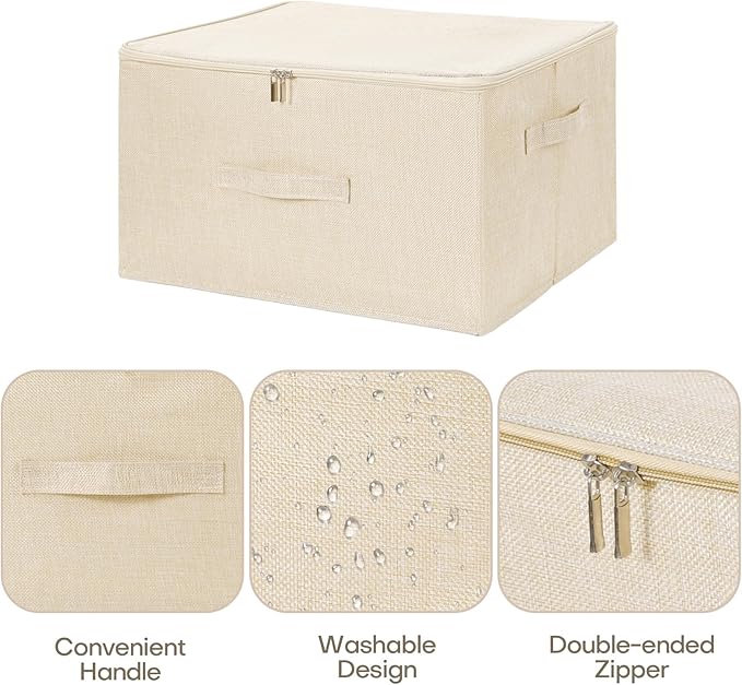 ANMINY 2PCS Storage Bins with Zipper Lids 36 Qt Lidded Fabric Storage Boxes - Image 3
