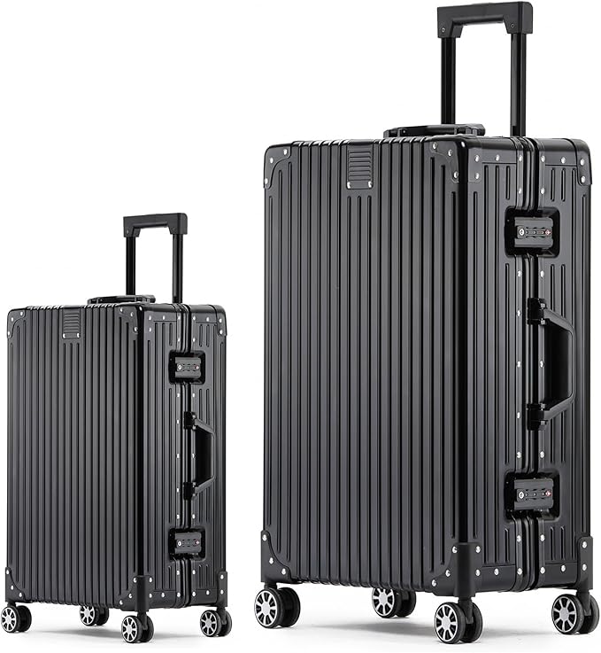 Metal All Aluminum Carry-on Luggage TSA Customs Lock Zipperless Silent Rotary by XZSP+AISU