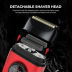 VGR 3 in 1 Professional Barber Clippers Set of Hair Clipper Trimmer Foil Shaver, Cordless Haircut Kit with Upgraded Powerful Motor, Integrated Charging Station, LED Display, Storage Box, Red