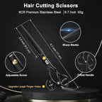 CIICII Hair Cutting Scissors Shears Kit, Professional Barber Haircut Scissors Set (6.7 Inch Hair Beard Hairdressing Trimming Haircutting Thinning Shears) for Men Women Hairdresser Home Salon (Black)