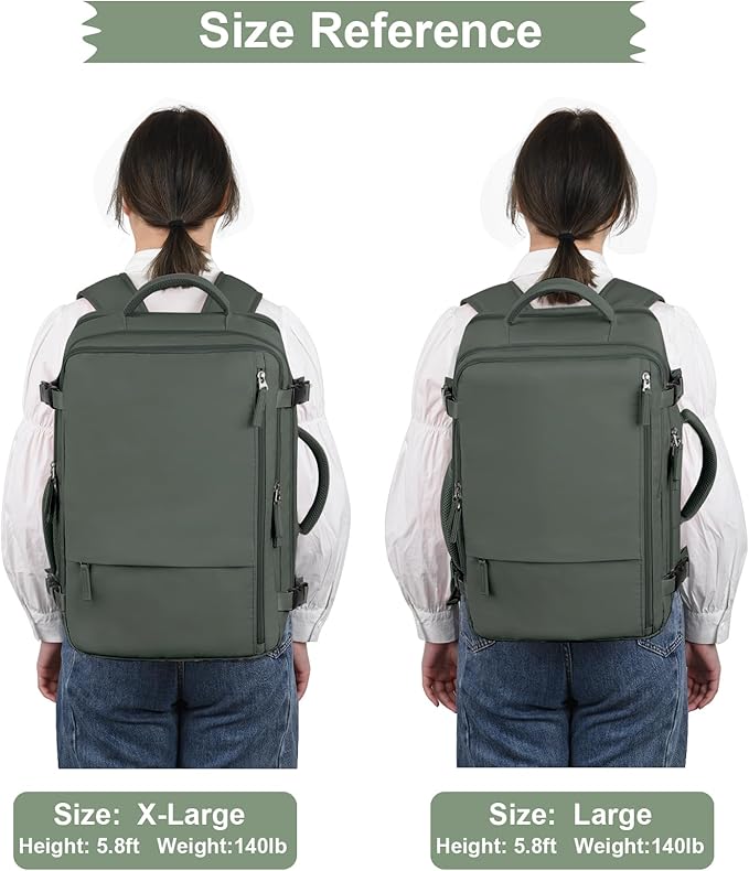 Hanples Women's Large 17.3 Inch Laptop Backpack, Olive Green, Waterproof - Image 9