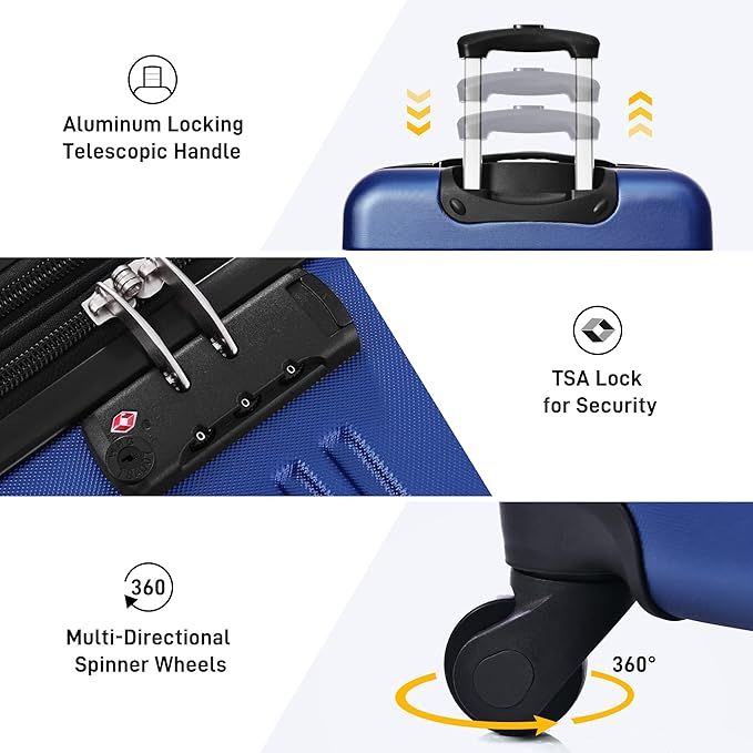 Merax Luggage sets of 3 Piece Carry on Luggage Airline Approved, Hard Case - Image 3