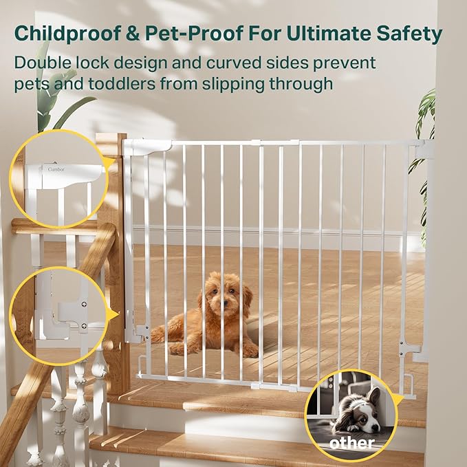 Cumbor 34" Extra Tall No Bottom Bar Baby Gate - Image 4