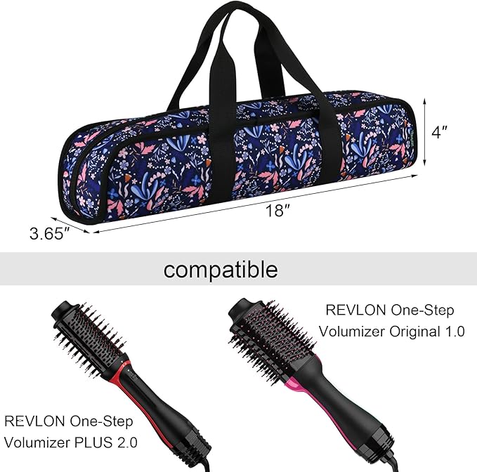 Travel Case for Blow Dryer Brush, Storage Carrying Bag for Revlon Hair Dryer Brush Original 1.0/Plus 2.0, Portable Travel Storage Bag Compatibility with All Brand Hot Tools Volumizer Hot Air Brush