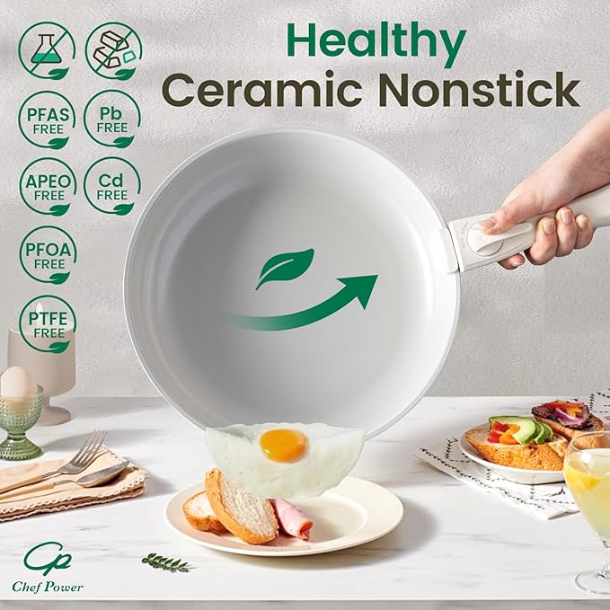 Chef Power Ceramic Nonstick Pots and Pans Set 19 Piece - Image 5