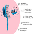 Ninabella Detangle Hair Brush for Women & Men - Does not Pull - Straightening Brushes for Straight & Curly Hair - Unique Spiral Detangling Hairbrush - Ocean Blue