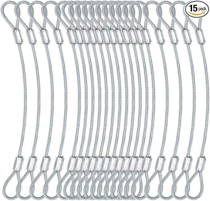 15 pcs 7.9 inch 3mm Thickness Stainless Steel Wire Cable by Bytiyar