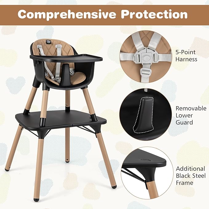 BABY JOY High Chair, 5 in 1 Convertible Highchair - Image 3