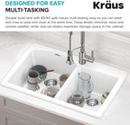 KRAUS Forteza 33-inch Granite Drop In/Undermount 60/40 Double Bowl White - Image 8