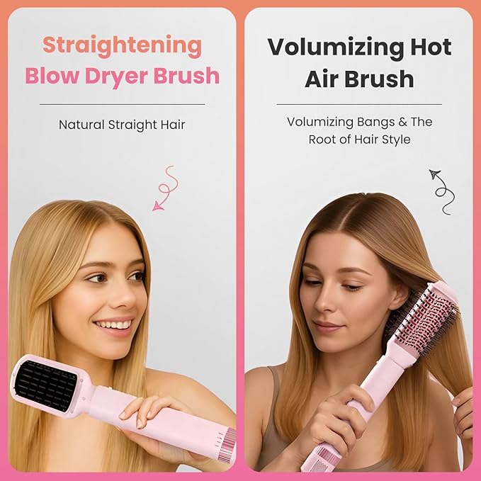 Blow Dryer Brush Set 5 in 1 with Curling Barrels, Volumizing Round & Straightening Brush, Hot Air Hair Styler Multi Styler for Blowouts, Travel Friendly, Pink – AURA LUXE