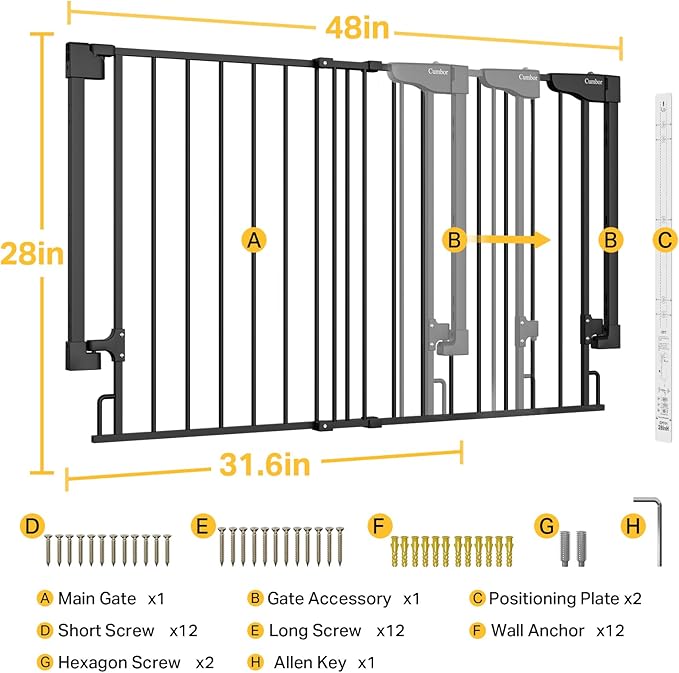 Cumbor Expandable 31.6-48" Baby Gate - Image 9