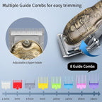 Hair Clippers for Men,Professional Hair Cutting Kit,Cordless Barber Clipper and T-Blade Beard Trimmer Set (Gold-1)