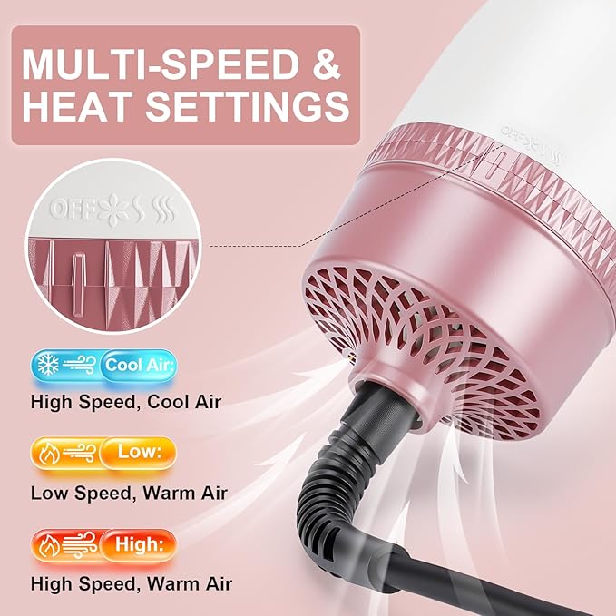 Blow Dryer Brush Hair Dryer Brush in One, 4-in-1 Styler Volumizer with Oval Titanium Barrel, Hot Air Ionic Straightener for Smooth Frizz-Free Volume