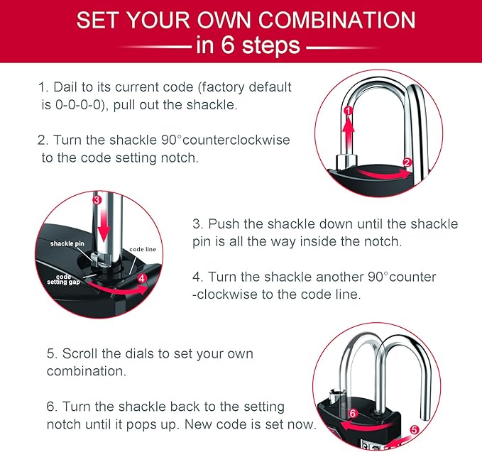 ZHEGE TSA Lock, Train Luggage Lock, 4 Digit Combination Lock - Image 7