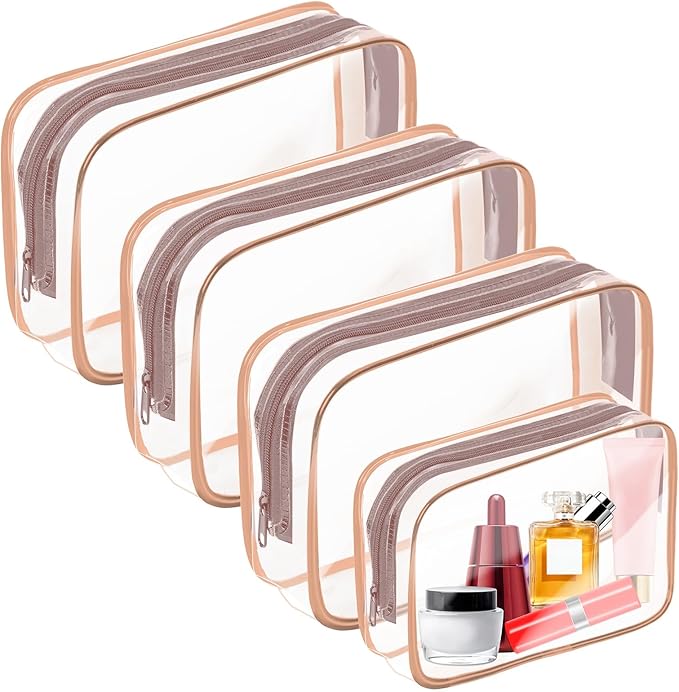 AURUZA 4 Pack Clear Toiletry Bag, Portable Travel Makeup Bags by AURUZA