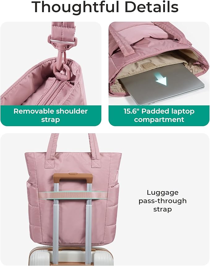 BAGSMART Tote Bag for Women, Lightweight Puffy Tote Bag - Image 5