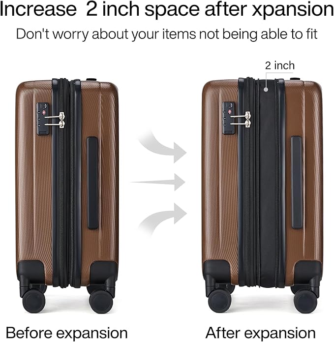 Hanke 20 Inch Expandable Carry on Luggage 22x14x9 Airline Approved Lightweight - Image 3