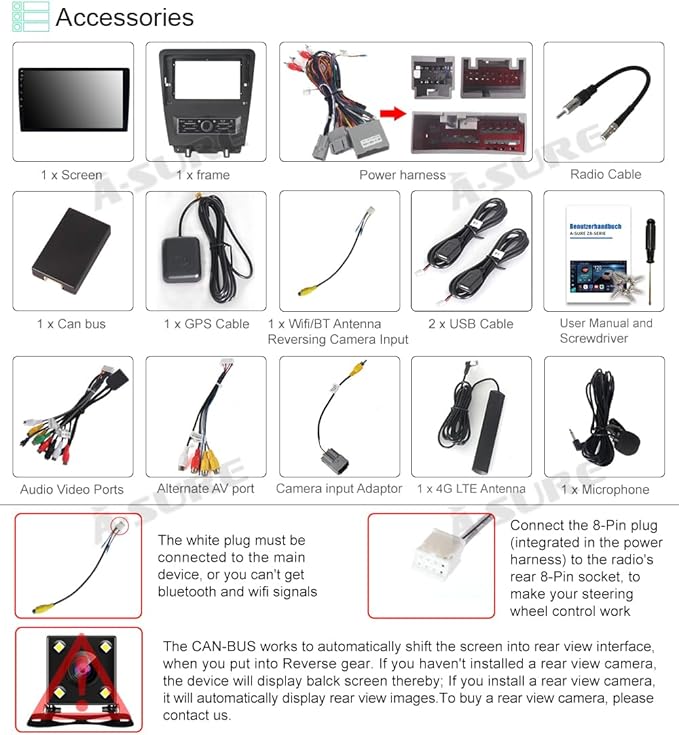 ASURE Car Stereo Radio Upgrade for Mustang 2010-2014, 10.1 inch 8Core 4G+64G - Image 6