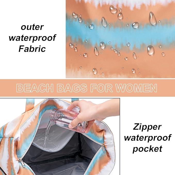 LEDAOU Beach Bag Waterproof Sandproof Women Tote Bag Pool Bag - Image 6