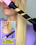 Trademark Beauty Interchangeable Iron Styling Kit - 3 in 1 Curling Iron, Hair Waver, and Curling Wand, Hair Styling Tool, 1.25 Inch Barrels, Mood - Pink/Black