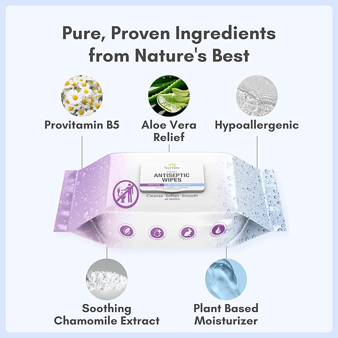 Nurture XL Antibacterial Body & Hand Wipes | Alcohol-Free Antiseptic Wet - Image 7