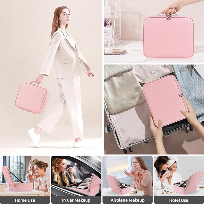Lighted Makeup Case with Mirror, Adjustable Dividers - Image 6