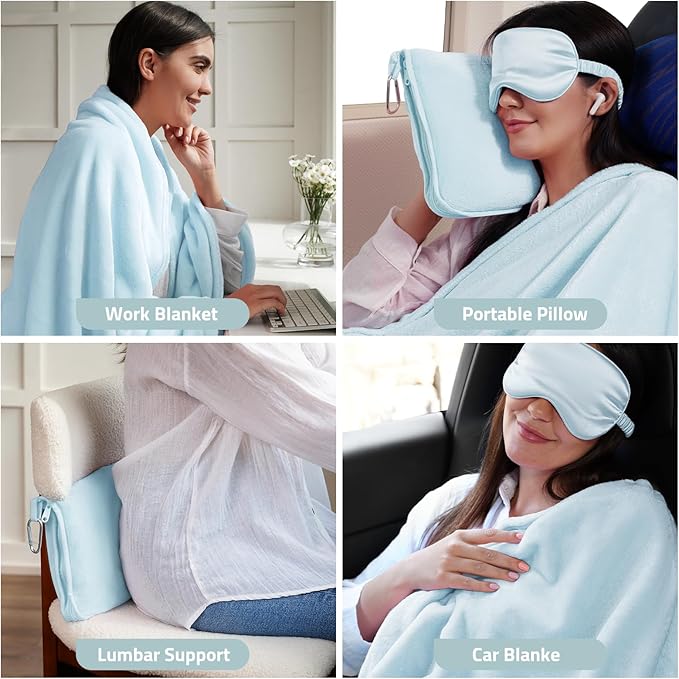 Travel Blanket, 3-in-1 Ultra-Soft, Warm & Lightweight Travel Blanket Airplane - Image 6
