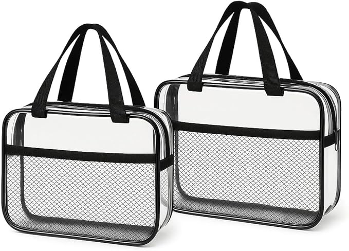 XEWEA 2PCS Middle TSA Approved Clear Travel Toiletry Bags - Image 2