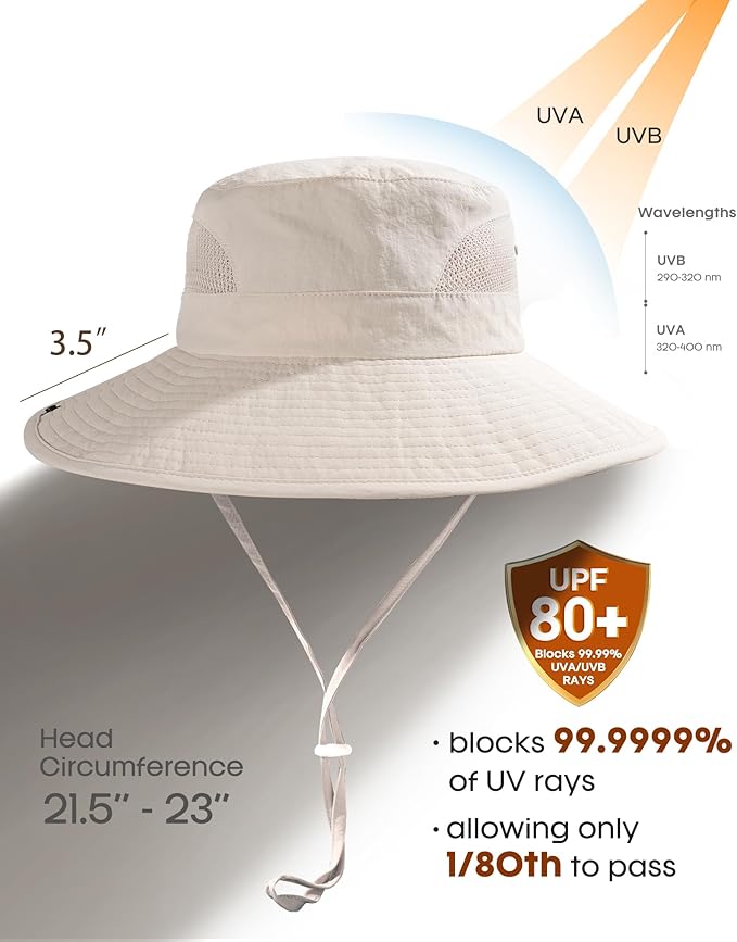FURTALK Womens Sun Hat with Ponytail Hole Beach Hiking Summer Wide Brim UPF 80+ - Image 3
