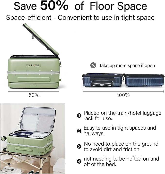 Hanke Top Opening Carry On Luggage, 20 Inch Zipperless Aluminum Frame Wide - Image 8