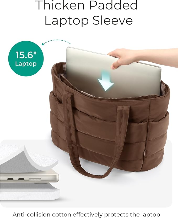 BAGSMART Tote Bag for Women, Lightweight Puffy Tote Bag - Image 5
