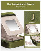 Vlando Plush Velvet Travel Jewelry Case, Personalized Initial Jewelry Boxes - Image 4