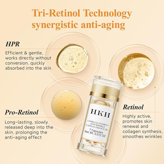 Triple Retinol Serum for Face - Anti-Aging Wrinkle Night Retinol +HPR Capsules, Peptide Serum for Women, Reduce Fine Lines, Tighten Sagging Skin Vitamin A