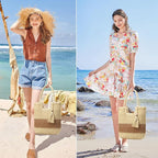 Straw Beach Bags for Women Woven Beach Tote Bag Casual Boho Large Shoulder - Image 2