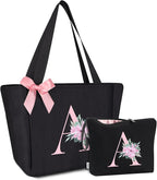 Vavabox Tote Bag, A-Z Initial Monogrammed Waterproof Tote Bag, Bridesmaid Gifts by Vavabox