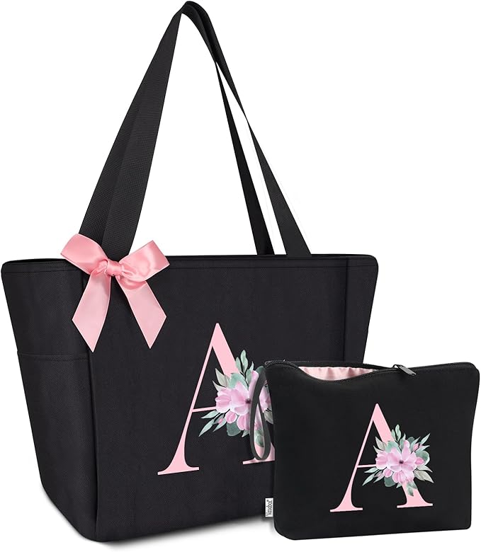 Vavabox Tote Bag, A-Z Initial Monogrammed Waterproof Tote Bag, Bridesmaid Gifts by Vavabox