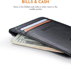 Buffway Mens Slim Wallet, Minimalist Thin Front Pocket Leather Credit Card - Image 5