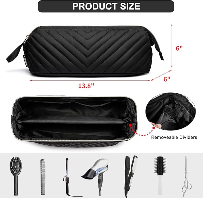 Hair Tools Travel Bag for Shark Flexstyle Dyson, Quilted Case Organizer Bag, Gift for Women Hair Accessories Storage Bag, Travel Hairdryer Portable Bag for Women, Black