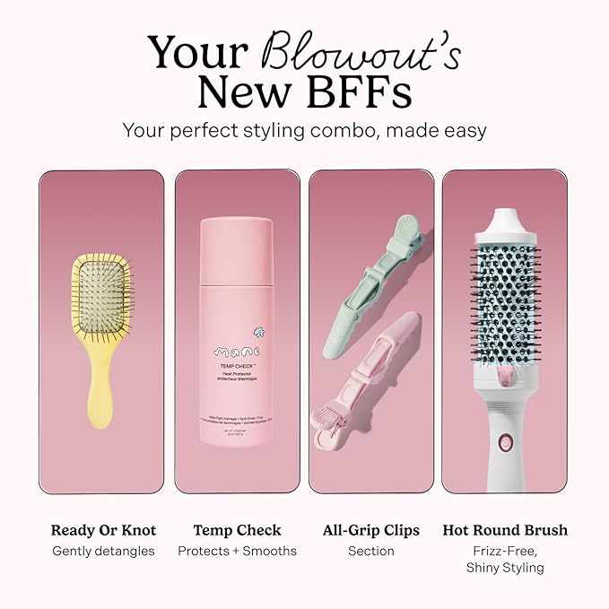 Mane Large Heated Round Brush - 1.77 Inch Thermal Brush for Voluminous Blowouts - Anti-Tangle Bristles, Ionic Technology, Worldwide Voltage - Hair Styling Tools for Medium to Long Hair