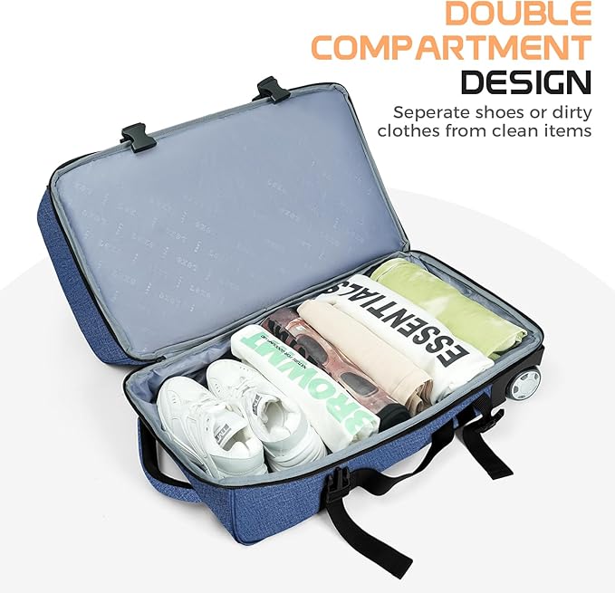 Rolling Duffle Bag with Wheels, Large Travel Duffel Bag with Shoe Compartment - Image 4