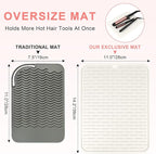 Oversize Silicone Heat Resistant Mat for Curling Irons, Flat Irons, Hair Straighteners and Hot Hair Styling Tools, Portable Hot Tools Cover Pad for Travel Vanity Salon(14.2" x 11.0")