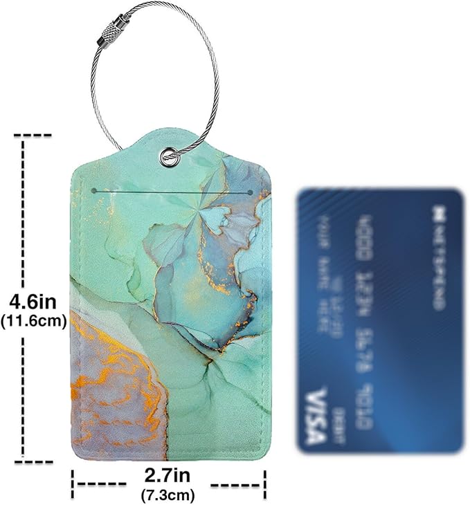 Green Gold Marble 2-Pcs Premium Leather Tags - Image 4