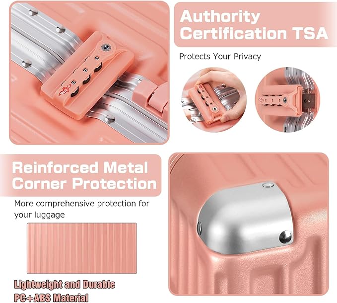 AnyZip Carry On Luggage Aluminium Frame Suitcase PC ABS Hard Shell TSA Lock No - Image 3